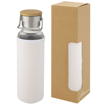 Szklana butelka Thor o pojemności 660 ml z neoprenowym pokrowcem, biały